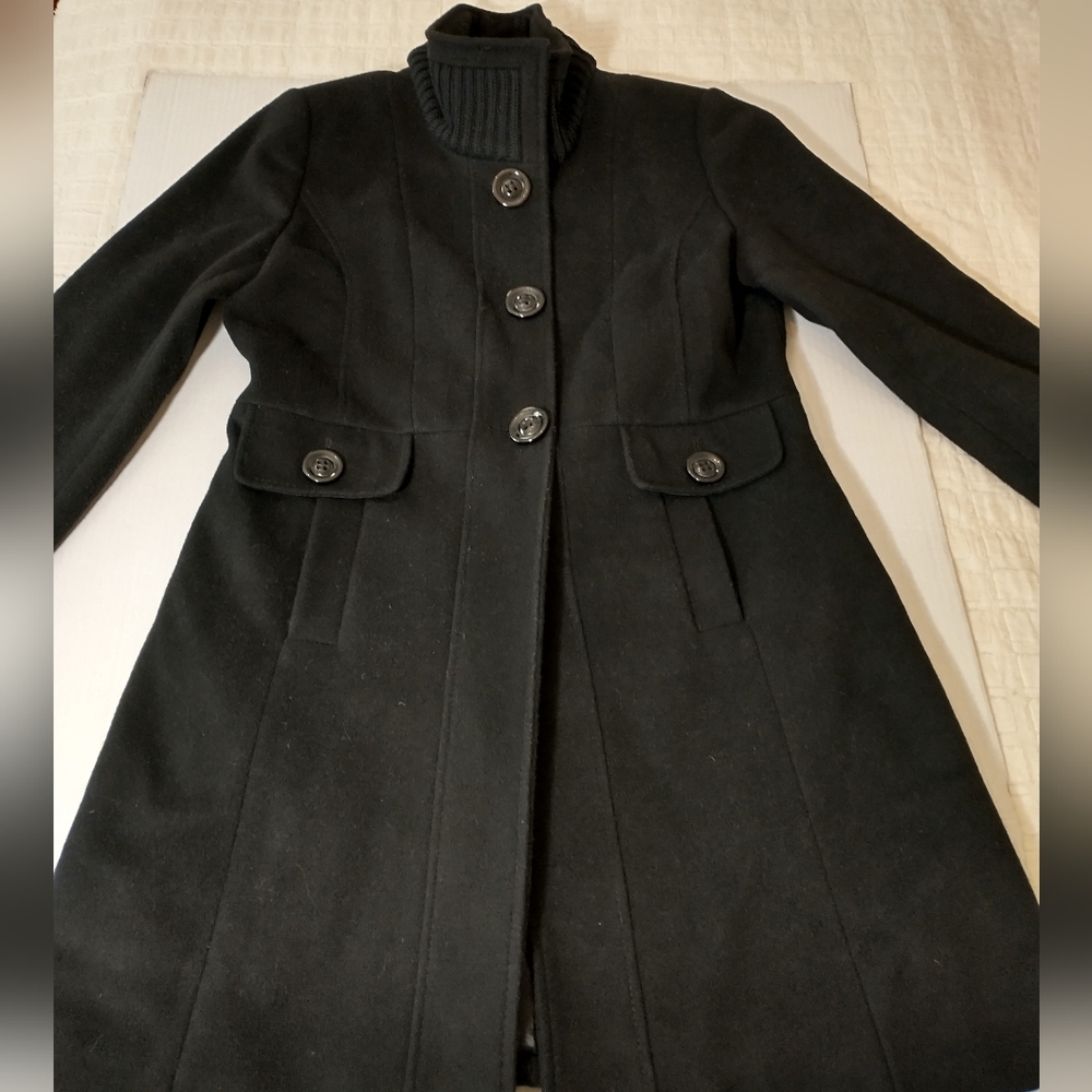 Forecaster Of Boston Lambswool Coat, Women's Size 8, Black, Funnel Neck